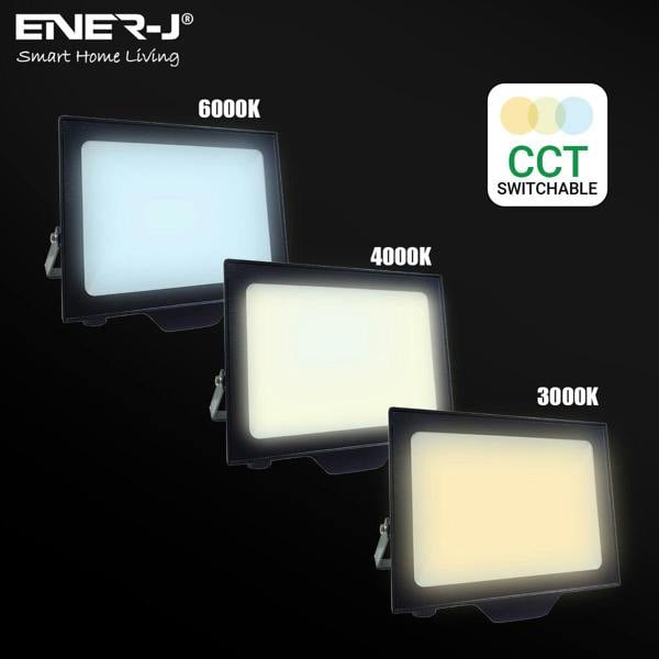 ENER-J 100W LED Floodlights With CCT Switchable & PIR ready (not included), 9000 Lm, IP65, 3 Years Warranty