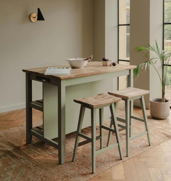 Statement Furniture Florence Breakfast Bar Kitchen Island with Shelves