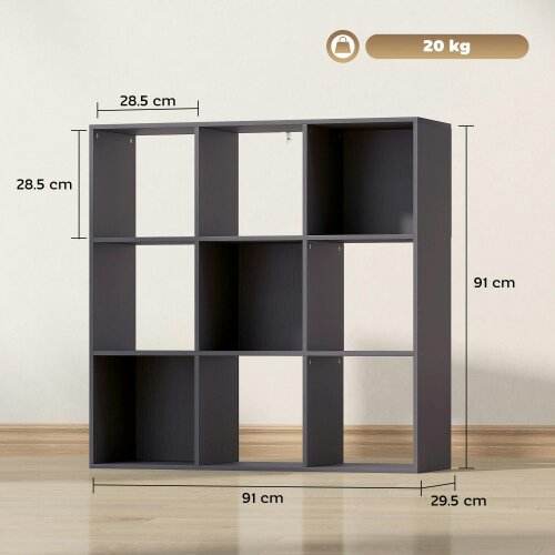 Wyld Haus Royore Wooden Grey 9 Cube Storage Bookcase