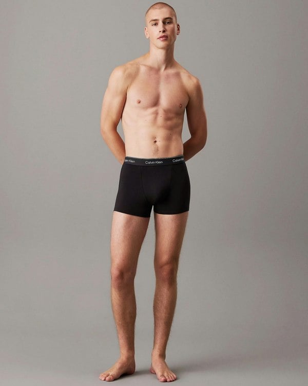 Calvin Klein 3 Pack Icon Cotton Stretch Mens Relaxed Fit Trunks - Black/Black/Black