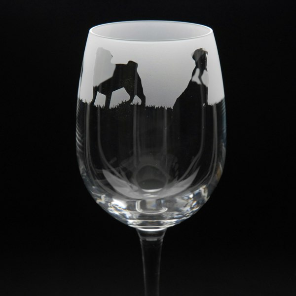 Glyptic Glass Art Pug Dog Crystal Wine Glass - Hand Etched/Engraved Gift