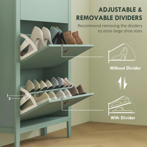 Wyld Haus Diveve Wooden Mint Green Modern 3 Drawer Shoe Cabinet Faux Leather Handles