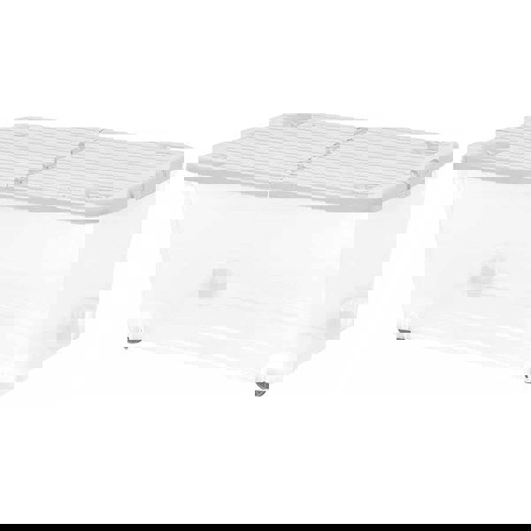 1 x Strong 30 Litre Wheeled Plastic Container For Home & Office Complete With Folding Split Lid