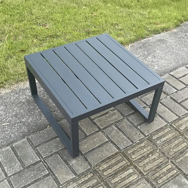 Fimous Square Aluminium Garden Coffee Table for Patio, Balcony, Terrace, Swimming Pool - Dark Grey