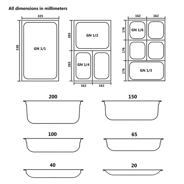 Berkfield Gastronorm Containers 8 pcs GN 1/4 65 mm Stainless Steel
