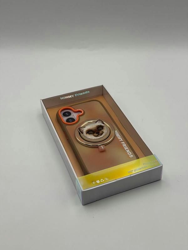 Nimmy Friends Nimmy Big Eye Cute Pet Siamese Cat Face Case with Detachable MagSafe Grip for iPhone 17 6.3" Brown Orange - N-XDY-CXZJZH-IP17-026