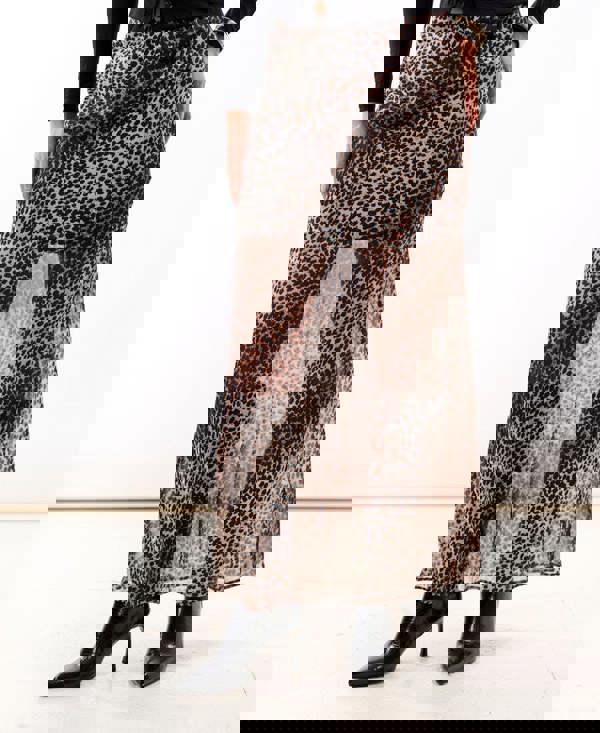 Leopard Chiffon Maxi Skirt