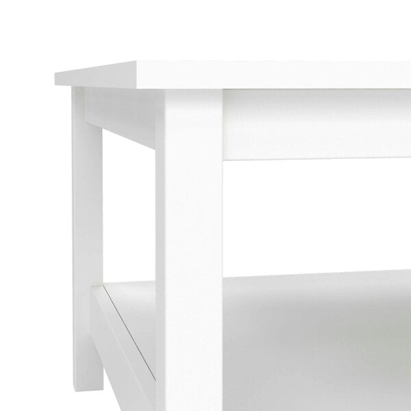 Wyld Haus Gossmere White Wooden Square Coffee Table Bottom Shelf