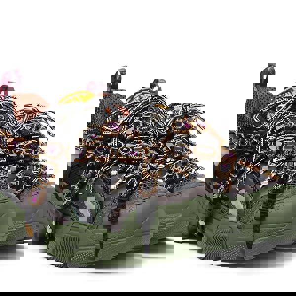 Gucci Flashtrek trainers in khaki green and black with multicoloured accents