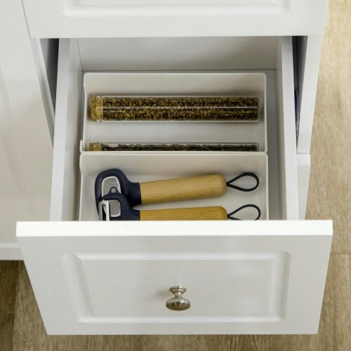 Wyld Haus Tanalo Wooden White Rolling Kitchen Island With Drop Leaf Drawers Towel And Spice Racks