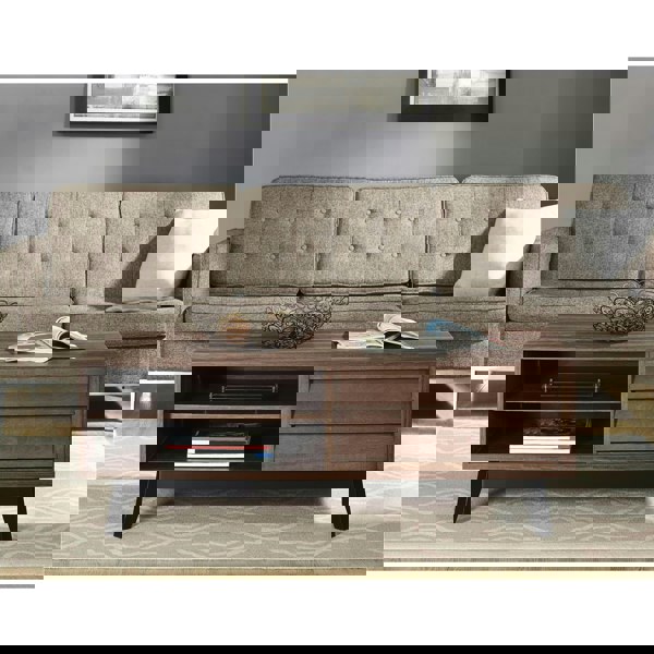 Dorel Home Vaughn Coffee Table with 2 Sliding Doors in Walnut