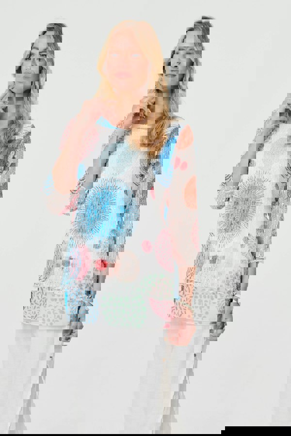 White | Printed Semi Sheer Layered Relaxed Tunic
