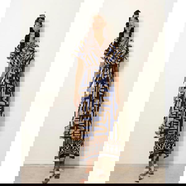 Blue Vanilla Dress With Abstract Print