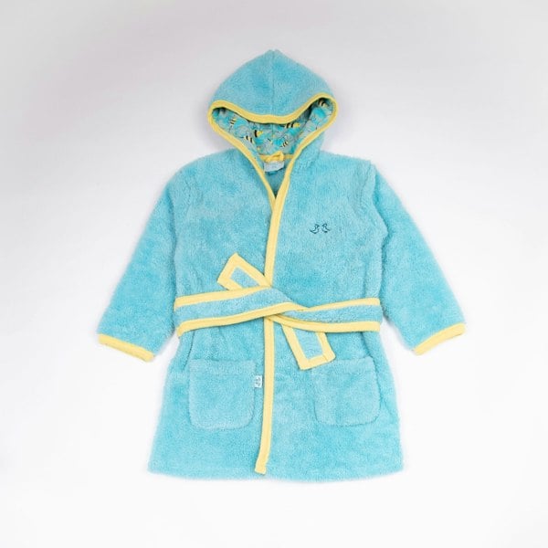 Luca and Rosa Busy Bees Light Blue Fleece Dressing Gown