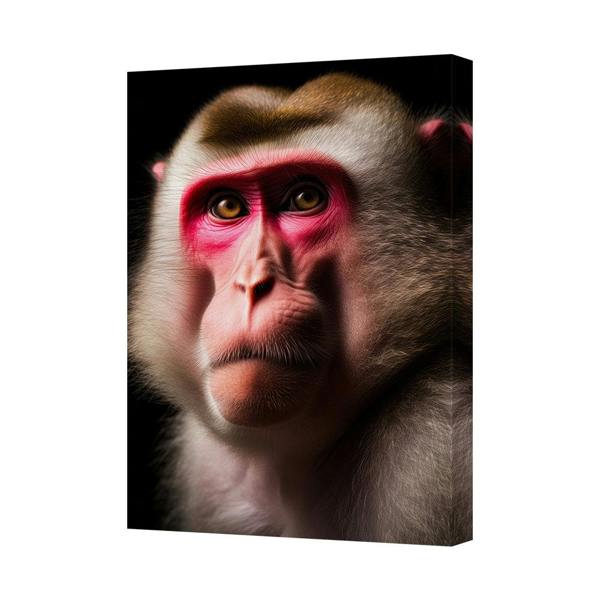 Benjamin Tate Design Monkey Portrait On Canvas Wall Art With Red Facial Markings