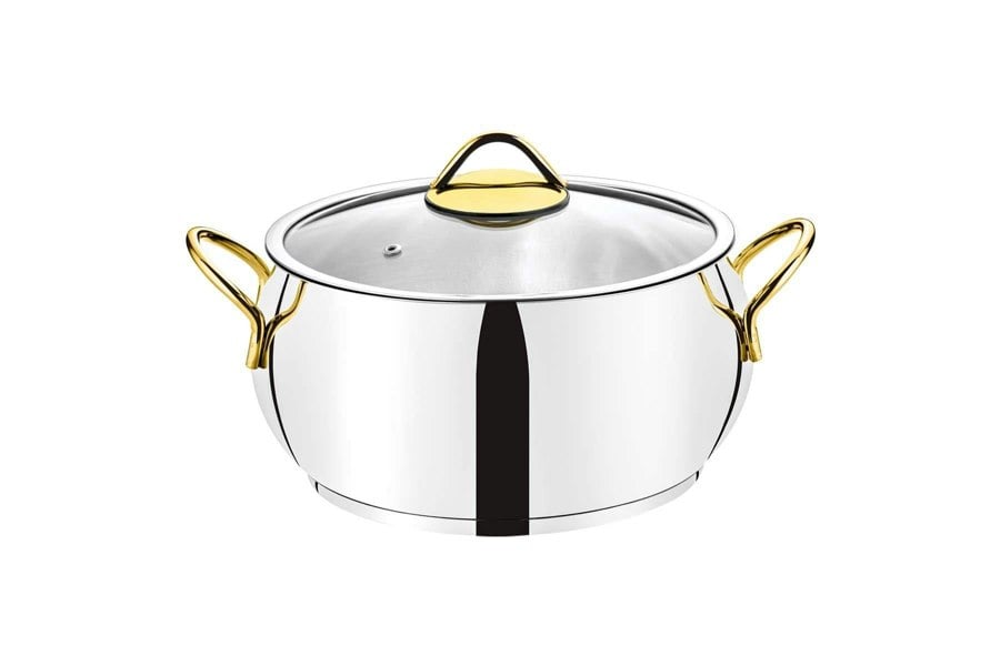 Rozi Sevval Collection 8-piece Stainless Steel Cookware Set (Gold Handles)