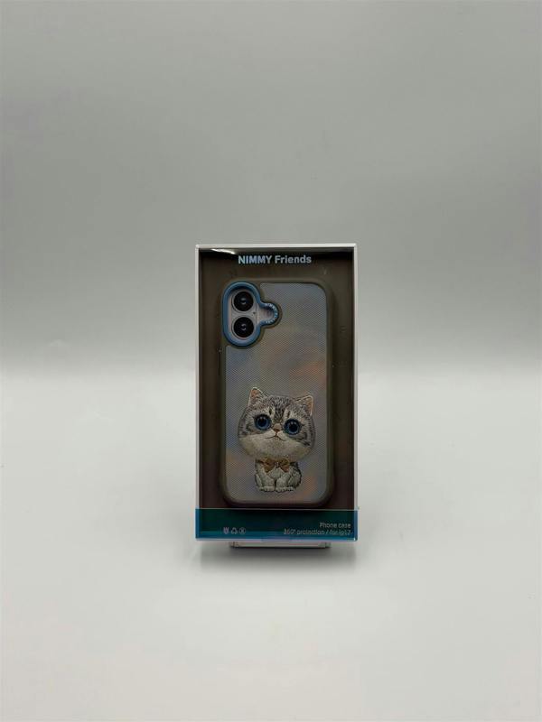 Nimmy Friends Nimmy Big Eye Cute Pet Silver Shaded Cat Case with MagSafe for iPhone 17 6.3" Grey Blue - N-XDY-IP17-023