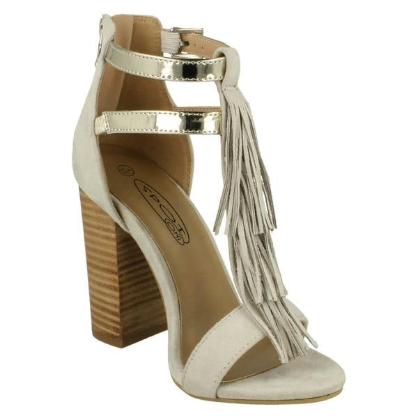 Spot On Ladies Spot On Heeled Tassel Sandal