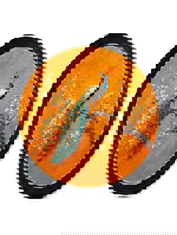 Exceptional Art Peacocks In Saffron Garden - Oxford round frame