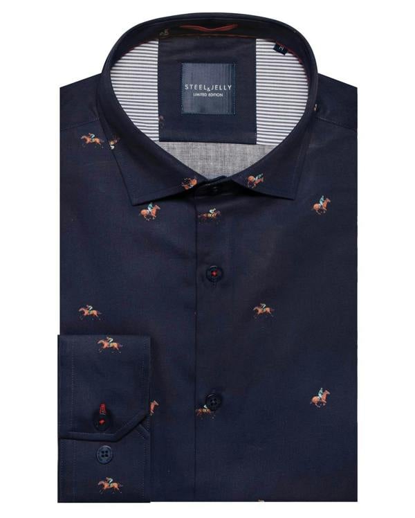 Steel & Jelly Limited Edition Retro Jockey & Racehorse Print Long Sleeve Shirt