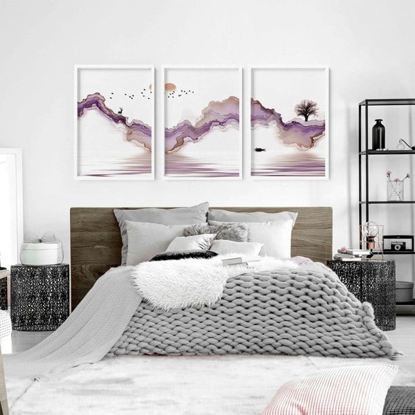 Bedroom pictures for wall | set of 3 art prints