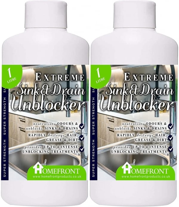 Homefront Extreme Sink & Drain Cleaner - Removes Hair, Grease & Dirt and Neutralises Odours 2L