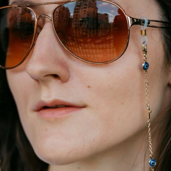 The Colourful Aura Gold Evil Eye Cross Greek Protection Summer Turkish Reading Eyeglass Lanyard