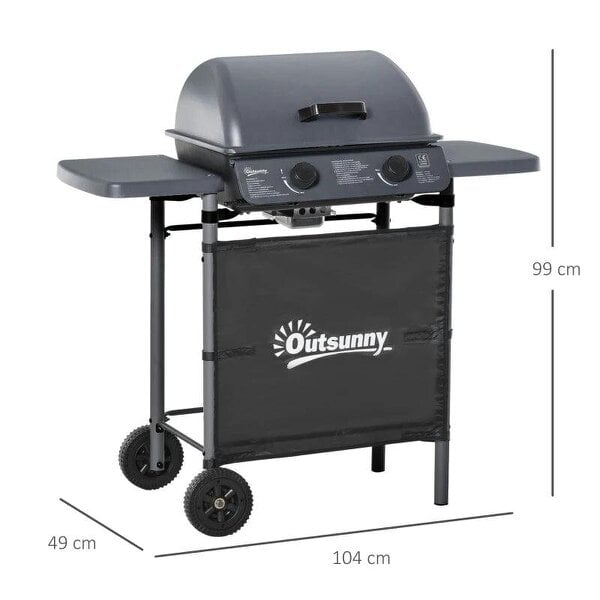Bobobiy 2 x 2.8kW Burner Gas BBQ - Grey