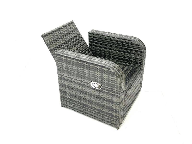 Fimous Outdoor Garden Set, Rattan Sofa Dining Table, Reclining Chair and 2 Small Footstools, Dark Grey Mixed
