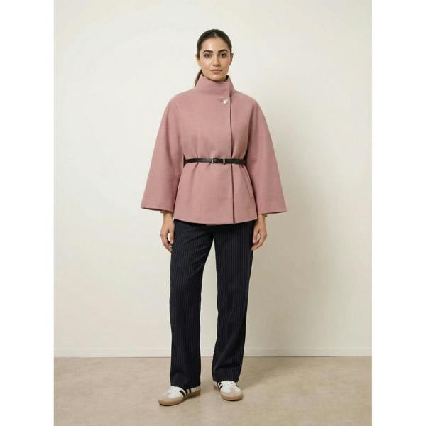 Blue Vanilla Belted Cape Coat