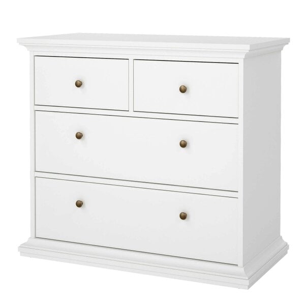 Wyld Haus Osaka Farmhouse White Wooden Chest of 4 Drawers