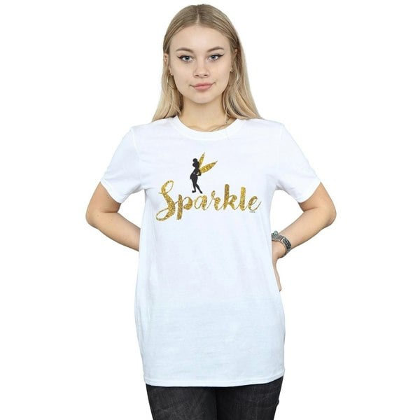 Disney Womens/Ladies Princess Tinker Bell Sparkle Time Cotton Boyfriend T-Shirt - White