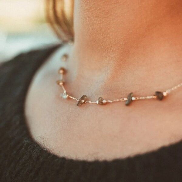 The Colourful Aura Gold Crystal Quartz Healing Dainty Colourful Citrine Choker Necklace