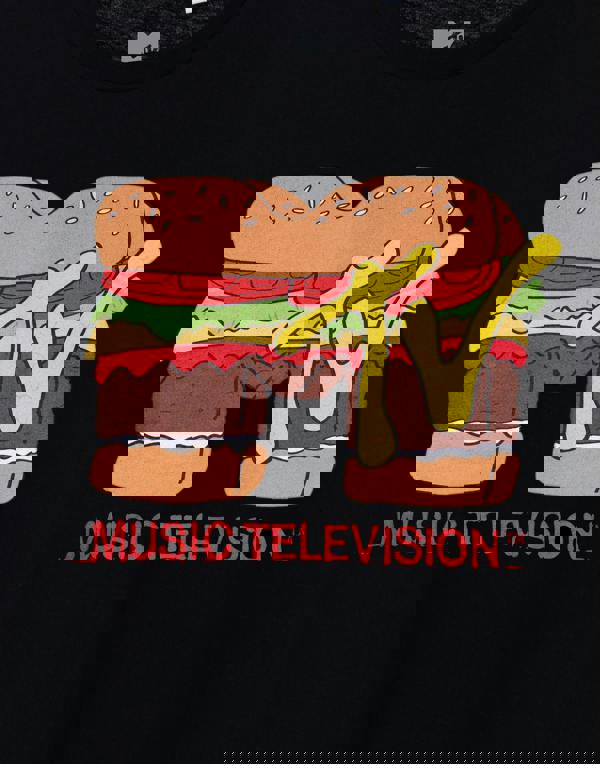 MTV Unisex Black Burger Short Sleeved T-Shirt