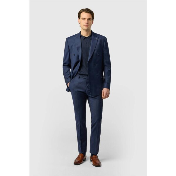 Ted Baker Slim Fit Navy Chalk Stripe Double Breasted Jacket