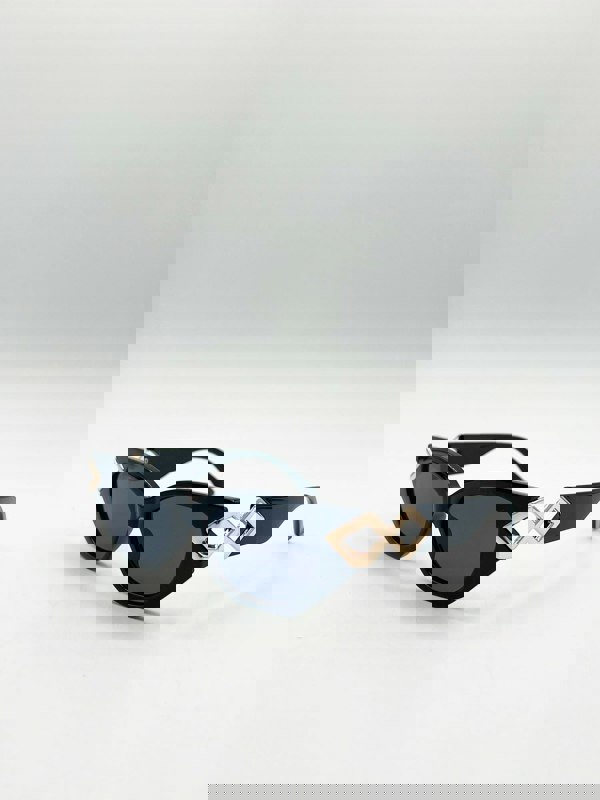 SVNX Cat-Eye Sunglasses with Side Detail in Black