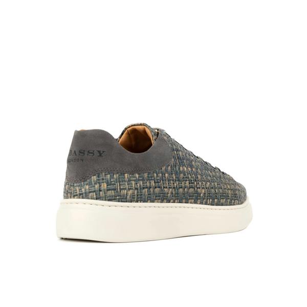 Embassy London Sun City - Aqua Print - Men's Woven Leather & Suede Trainer