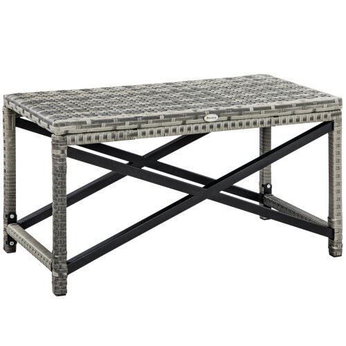 Wyld Haus Donori Grey Rattan Outdoor Coffee Table With X Frame with Woven Top