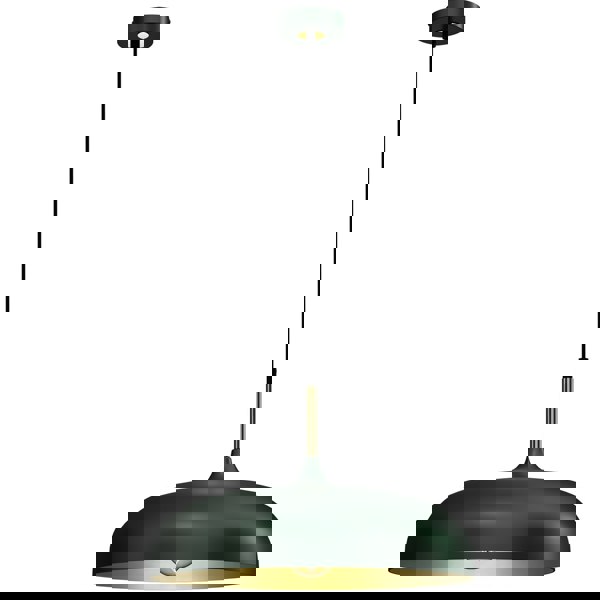 Milagro Lincoln Green 45CM Pendant Lamp Stylish Hand Made Scandi Style Lamp With A Golden Finish To The Shade Interior 1XE27