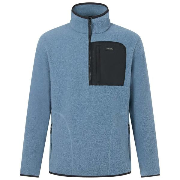 Regatta Mens Frankie Borg Quarter Zip Fleece Jacket - Grey Mirage/Black - 