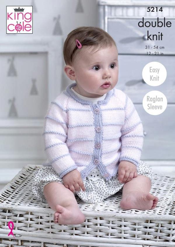 King Cole Comfort DK Knitting Pattern 5214, Cardigans for Baby, Premature - 14 Months - Easy