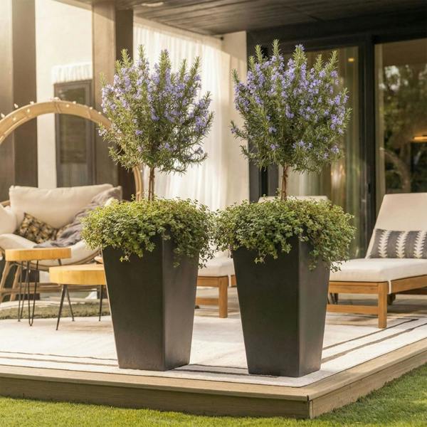 Nicoman Avondale Black Smooth Recycled Rubber Plant Pot