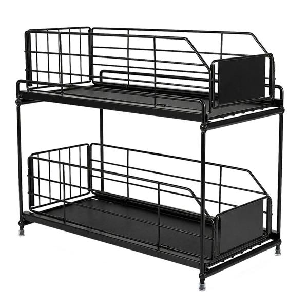 TOQUE 2 Tier Pull Out Basket Under Sink Kitchen Cabinet Storage Organiser Drawer