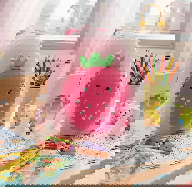 ANYKIDZ 3D Pink Strawberry Kids School Backpack Cute Cartoon Animal Style Children Toddler Plush Bag Perfect Accessories For Boys and Girls