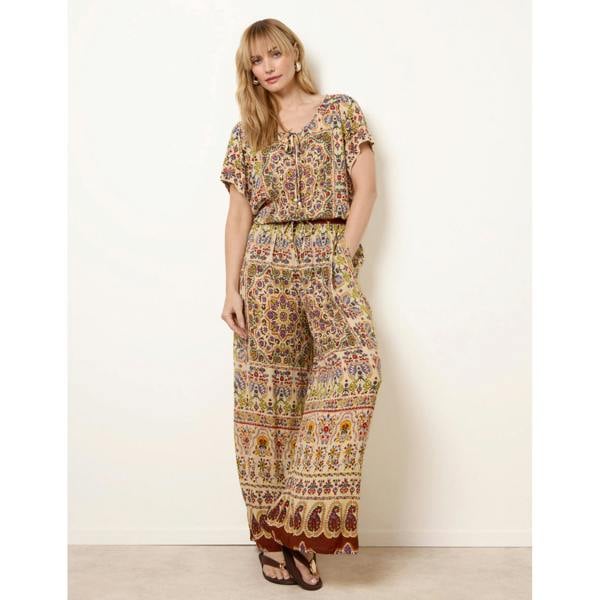Blue Vanilla Printed Shirred Waist Trousers