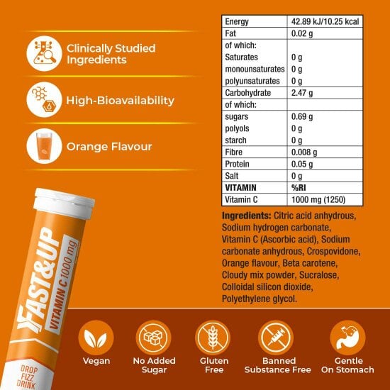 Vitamin C  1000mg Tablets - Immunity & Antioxidant Support | Orange, Pack of 4