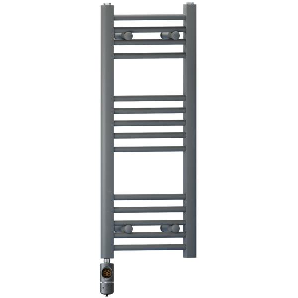 MYHOMEWARE 400 x 800 mm Anthracite Grey Electric Bathroom Towel Rail Radiator Heater With AF Thermostatic Electric Element Pre-Filled