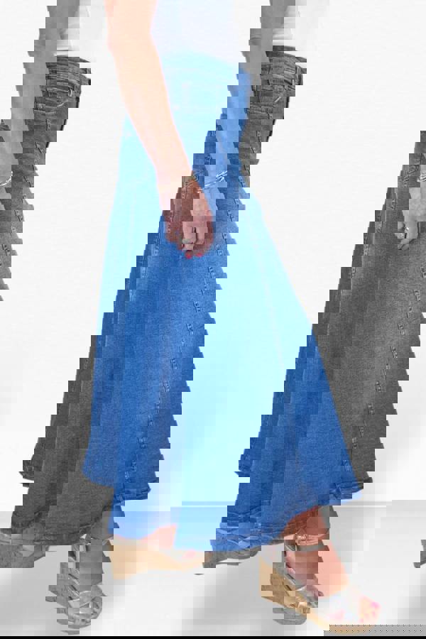 Paulo Due Women's Flared Denim Maxi Skirt
