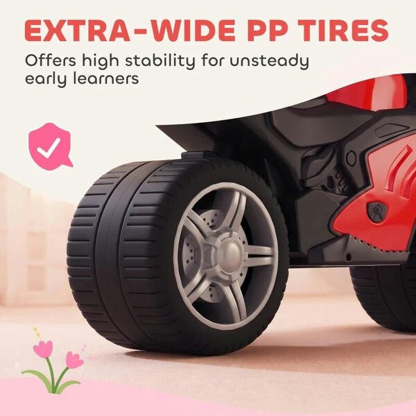 Balance Bike with Music Extra-Wide Wheels Toddler Bike for Boys Girls Red