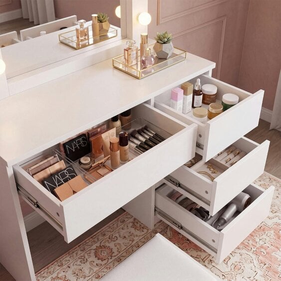 Kosy Koala Dressing Table Vanity Makeup Desk With LED Mirror And Stool 4 Drawers